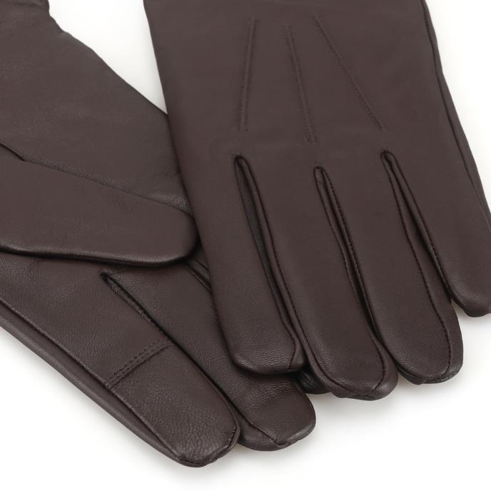 Isotoner® Mens Three Point Leather Glove Chocolate Extra Image 3